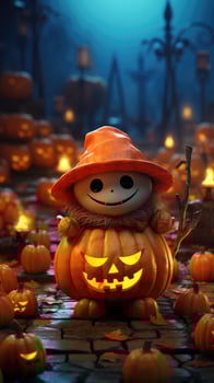 Cute halloween 3d character background photo illustration