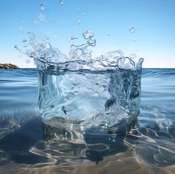 A large water splash is seen in the ocean photo