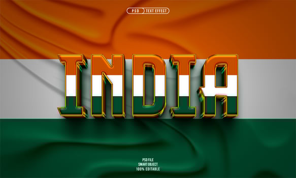 India 3D editable text effect photo
