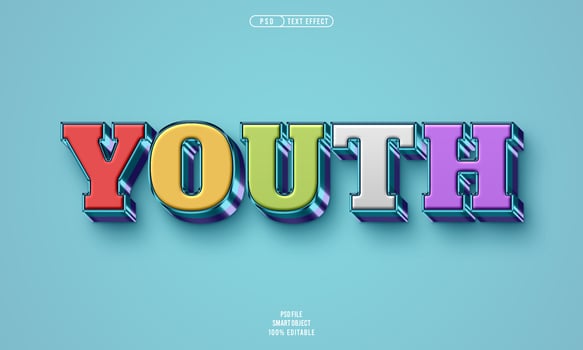 Youth 3D editable text effect photo