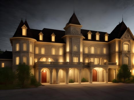 front view of mansion house ai generated photo