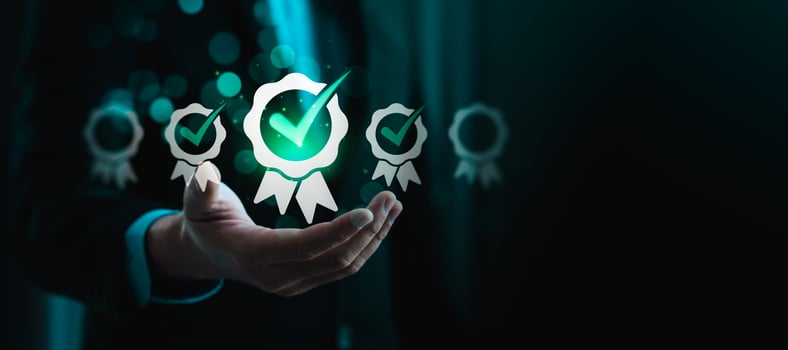 Certification Assurance Guarantee, ISO certification and standardization concept. Business process control optimisation industrial technology and workflow. Quality assurance. photo