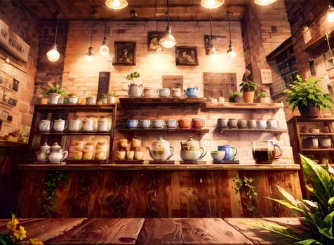empty table in coffee shop ai generated photo