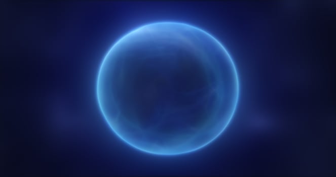 Abstract blue energy sphere round glowing magical digital futuristic space background photo