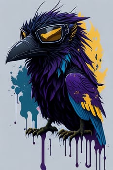 A detailed illustration of a Crow for a t-shirt design, wallpaper, and fashion photo