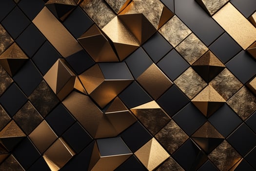 AI Generated Gold and Black Geometric Background photo