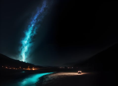 beautiful river landscape in night scene background ai generated photo