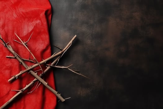 Happy good friday celebration concept with crown of thorns, bible, christian cross and copy space concept by AI Generated photo