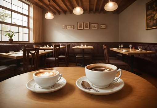 coffee on restaurant table ai generated photo
