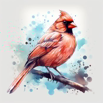 Cardinal bird on watercolor background. ai generated pro photo