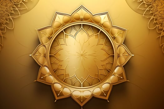 3d illustration of Eid Mubarak background with mosque and golden lanterns. ai generated pro photo