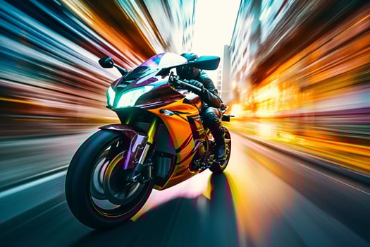 Motorcycle rider on sport bike. Extreme sport concept. 3D Rendering. ai generated pro photo