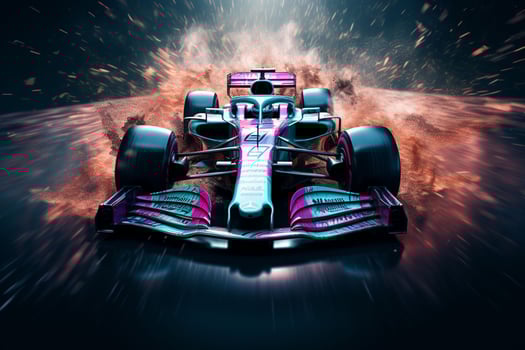 Sport car on the road with speed motion blur. 3D rendering. ai generated  pro photo