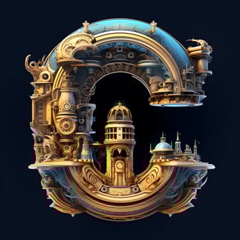 3d letter c with city building texture cityscape, ai generative photo
