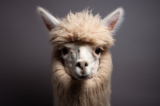 Alpaca domestic farm closeup. Generate Ai photo
