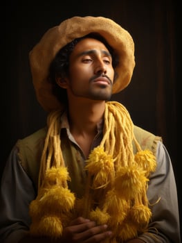 photo of emotional dynamic pose Mexican man in autumn AI Generative