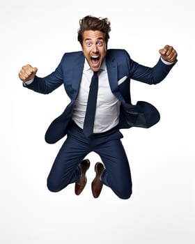 ai generative photo business man super excited on white background