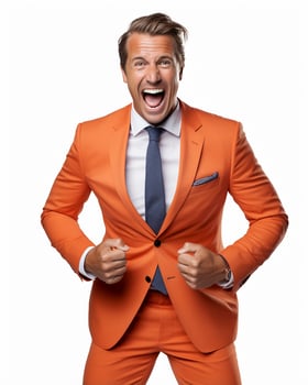ai generative photo business man super excited on white background