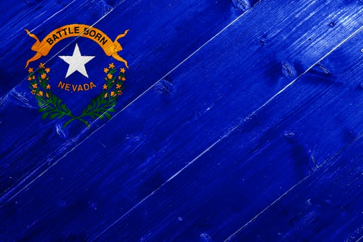 US state flag of Nevada on a textured background. Concept collage. photo