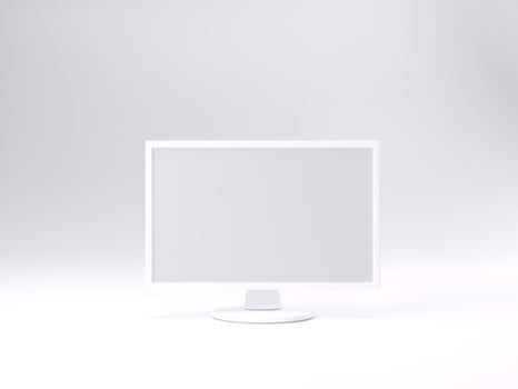 3D render empty white monitor mockup template photo with white background front side view