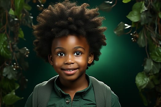Ai generated studio portrait of cute little african boy on different colour backgrpounds photo