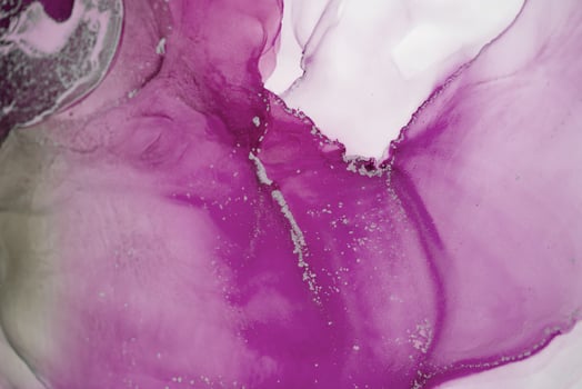Painting created with alcohol ink. Soft smooth color transitions combined with clear gold and silver edges. Blue, pink, green abstract color combination. photo