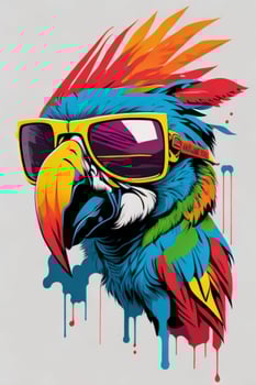 A detailed illustration of a Parrot for a t-shirt design, wallpaper and fashion design photo