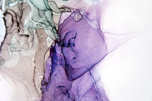 Blue, pink, green, purple, red, red, yellow haze on a black background. Part of original alcohol ink painting. Modern art. Abstract colorful background, wallpaper. Marble texture. Fluid Art. photo