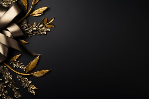 AI Generated luxury golden ornaments on black photo