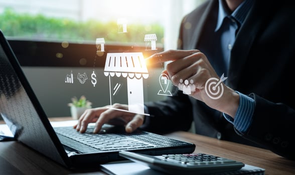 Franchise business concept, franchise network business marketing plan for branch growth and expansion. Successful franchise businesses excel in both the franchising model and marketing strategies. photo