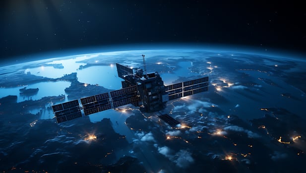 Satellite orbiting the planet Earth photo