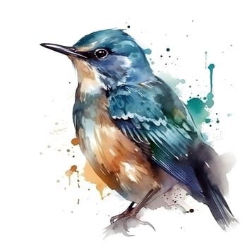 Watercolor illustration of a bird, sparrow, titmouse, clipart on a white background photo