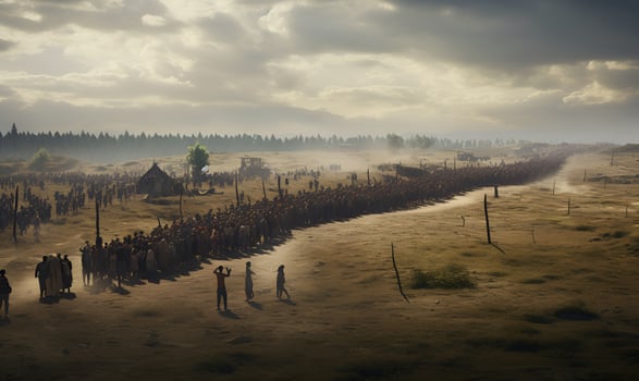 thousands of refugees at the country's borders, ai generative photo