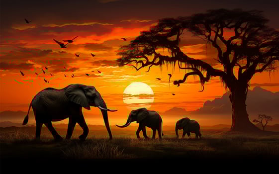 A vast gathering of African safari animals, highlighting wildlife conservation AI Generated photo