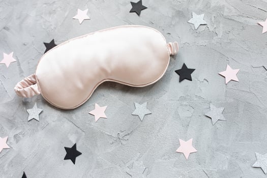 Pink satin eye sleepink mask and stars photo