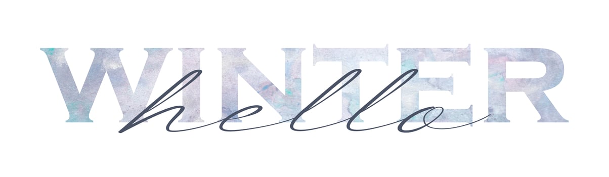 Hello Winter Lettering. Vector illustration with Watercolor elements isolated on white. Cold and ice design season art Wording for Banner, Postcard, Placard, Poster. photo