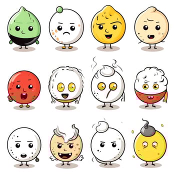 Set of cartoon faces expressions, face emojis, stickers, emoticons, cartoon funny mascot characters face set, Generative AI illustration photo