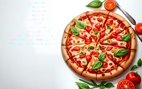 delicious pizza illustration in white background with copy space ai generated photo