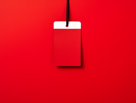 Blank empty price tag for sale promotion on red background, black friday concept, AI Generated photo