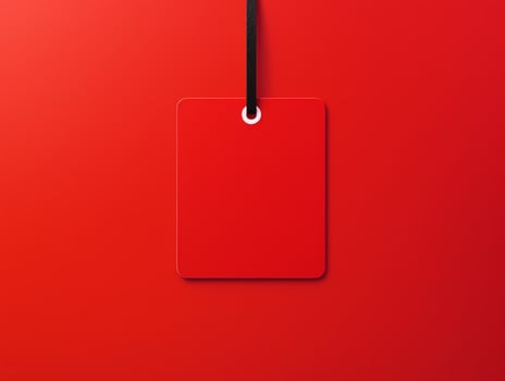 Blank empty price tag for sale promotion on red background, black friday concept, AI Generated photo