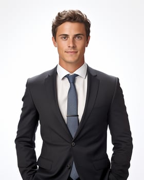 Ai generative Happy Business man in a suit white transparent background photo