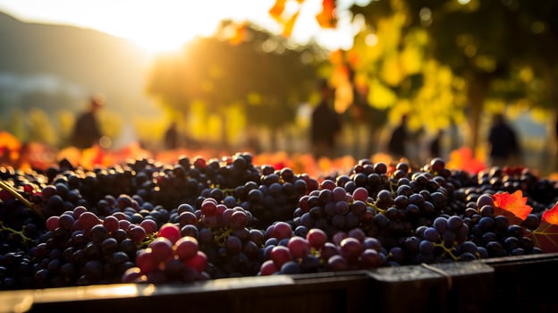 Vintners press freshly harvested grapes filling the air with the intoxicating aromas of autumns fruitful labor photo