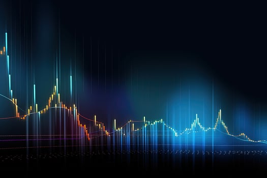abstract stock chart with a line of light. Generative AI photo