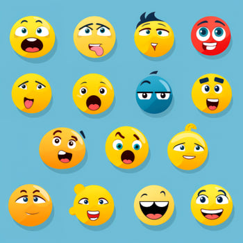 Set of cartoon faces expressions, face emojis, stickers, emoticons, cartoon funny mascot characters face set, Generative AI illustration photo