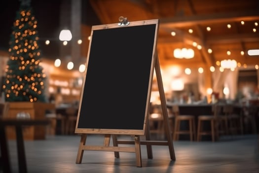 Blank menu board in restaurant, Generative AI photo