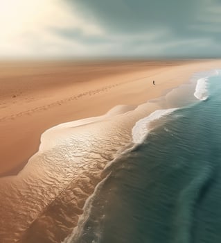 Aerial view of a wild beach and desert with copy space AI generated photo