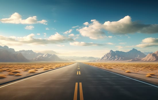 Road to the horizon. Landscape with endless highway. Generated AI. photo