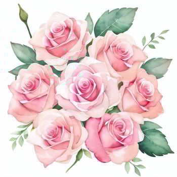 Pink Watercolor Roses Clipart photo