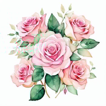 Pink Watercolor Roses Clipart photo