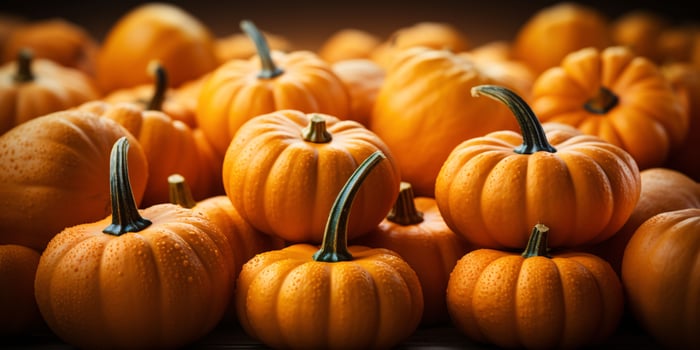 Pumpkins Pile Background. Generative AI photo